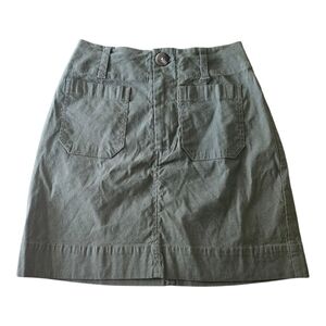 Maeve by Anthropologie Colette Mini Skirt Olive Green Linen Blend Size XXS